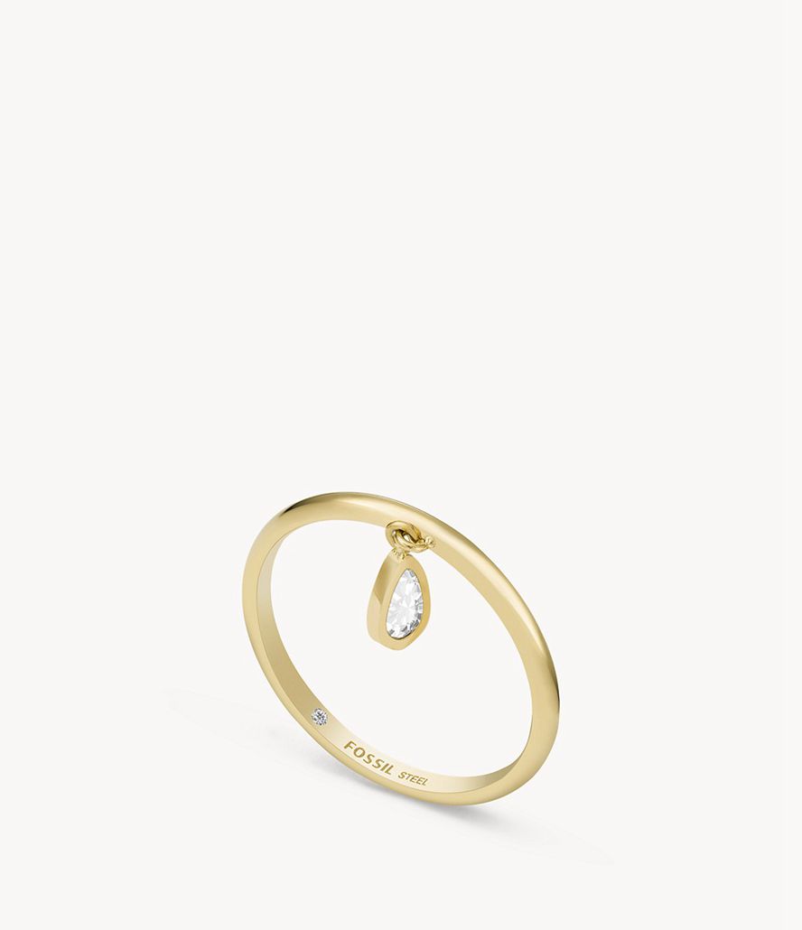 Fossil Sadie All Stacked Up Stainless Steel Glass Teardrop Ring Dame Guld | OFDPAC-340