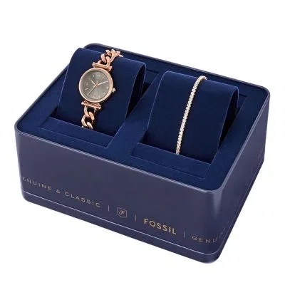 Carlie tre-hånds ur og armbåndssæt i rustfrit stål i rosaguldfarve Carlie tre-hånds ur og armbåndssæt i rustfrit stål i rosaguldfarve