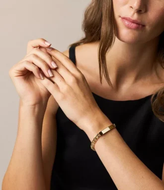 Ellis guldfarvet rustfrit stål ID-armbånd