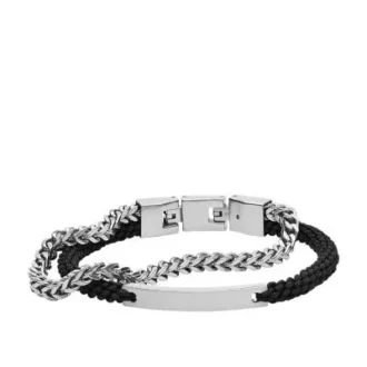 Ellis Sort nylon og rustfrit stål dobbeltstrenget armbånd