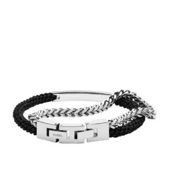 Ellis Sort nylon og rustfrit stål dobbeltstrenget armbånd