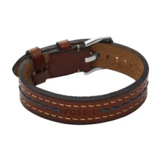 Everett Topstitch armbånd i brunt læder