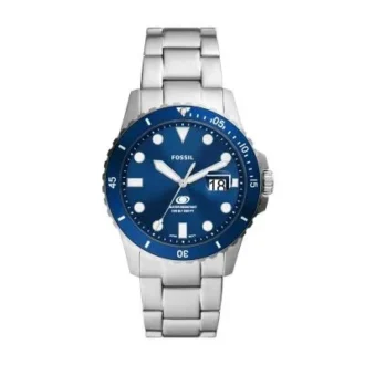 Fossil Blue Dive tre-hånds dato rustfrit stål ur