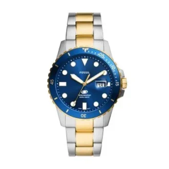 Fossil Blue Dive tre-hånds dato tofarvet rustfrit stålur