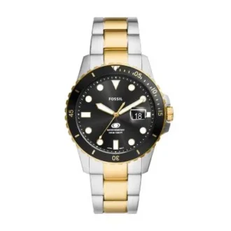Fossil Blue Dive tre-hånds dato tofarvet rustfrit stålur