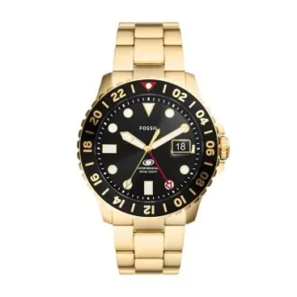 Fossil Blue GMT guldfarvet rustfrit stålur