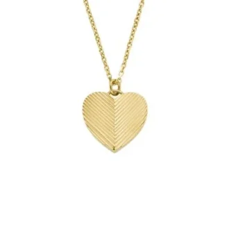 Harlow Linear Texture Heart guldfarvet halskæde i rustfrit stål