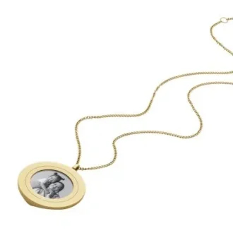 Harlow Locket Collection Halskæde med vedhæng i rustfrit stål i guldfarve