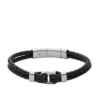 Heritage D-Link sort læderarmbånd