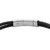 Heritage D-Link sort læderarmbånd