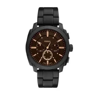 Machine Chronograph sort rustfrit stålur