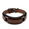 Machine Robust armbånd i rustfrit stål og brun polstret læderrem Machine Robust armbånd i rustfrit stål og brun polstret læderrem