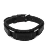 Machine Robust armbånd i rustfrit stål og sort polstret læderrem Machine Robust armbånd i rustfrit stål og sort polstret læderrem