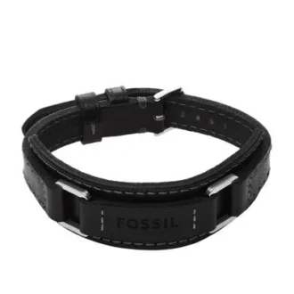 Machine Robust armbånd i rustfrit stål og sort polstret læderrem