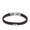 Maskinridset tekstur Brun læderarmbånd med flere tråde Maskinridset tekstur Brun læderarmbånd med flere tråde