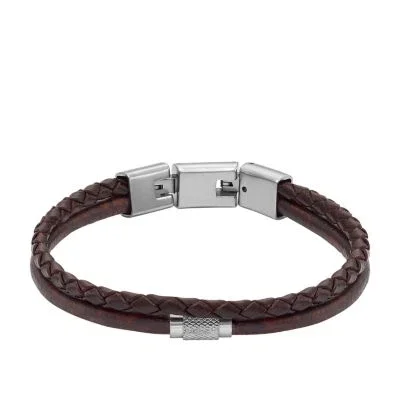Maskinridset tekstur Brun læderarmbånd med flere tråde Maskinridset tekstur Brun læderarmbånd med flere tråde