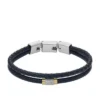 Maskinridset tekstur Navy læder armbånd med flere tråde