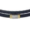Maskinridset tekstur Navy læder armbånd med flere tråde