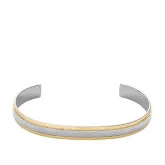 Maskinridset tekstur Tofarvet rustfrit stål armbånd med riflet manchet