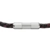 Maskinriflet læder og rustfrit stål armbånd Maskinriflet læder og rustfrit stål armbånd