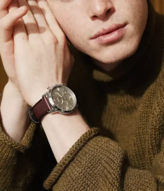 Neutra Chronograph brun læderur
