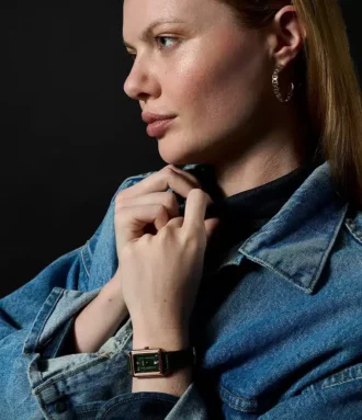 Raquel tre-hånds dato grøn Croco LiteHide™ læderur
