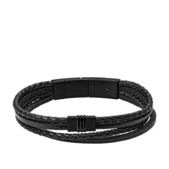 Townsman armbånd i sort læder med flere tråde Townsman armbånd i sort læder med flere tråde